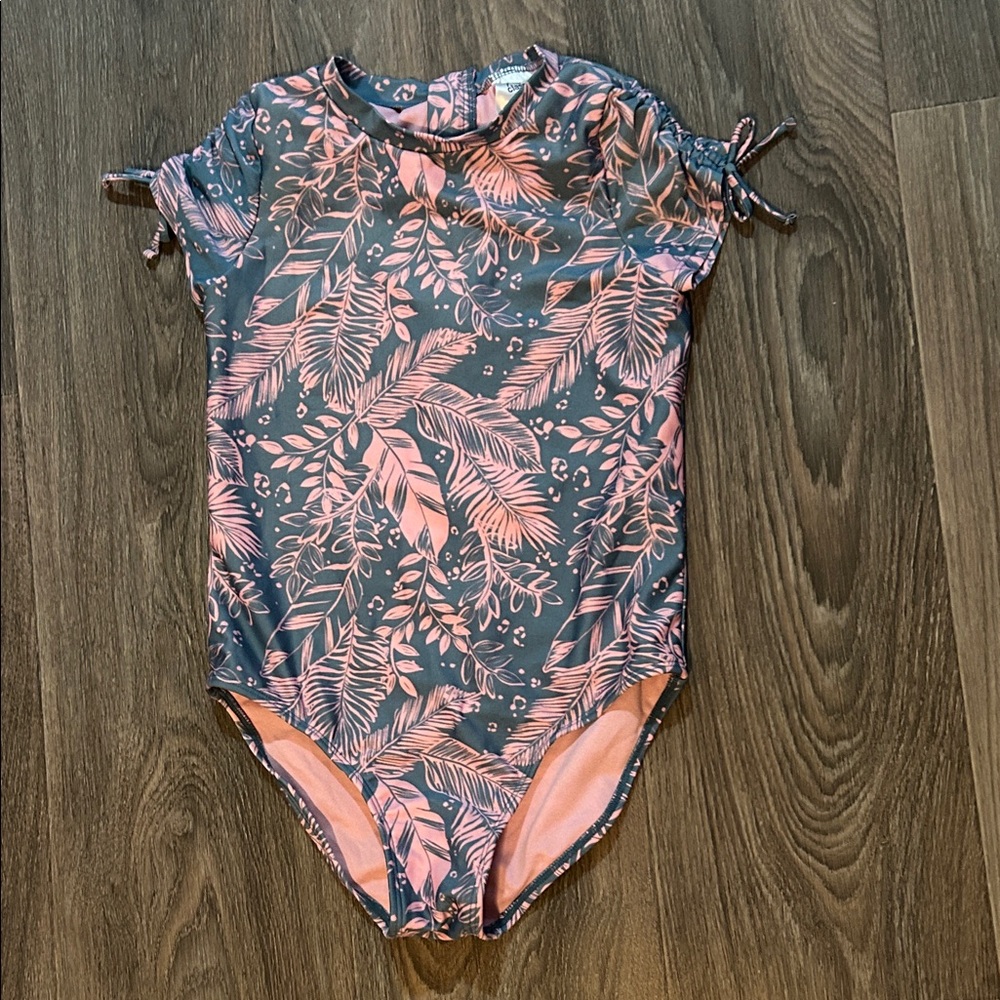 Art Class Pink and Grey Leaf Pattern Swimsuit